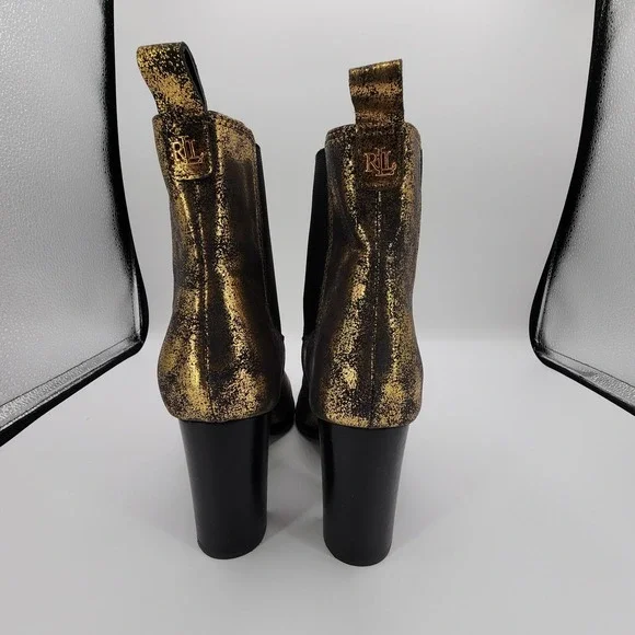 Lauren Ralph Lauren Mylah Stretch Metallic Ankle Boots Womens Size 8B NEW No Box
